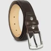 Cintura uomo classica Quarz in pelle Vacchetta Marrone/Moka