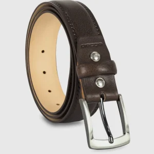Cintura uomo classica Quarz in pelle Vacchetta Marrone/Moka