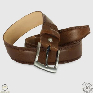 Cintura uomo classica Quarz in pelle Vacchetta Marrone