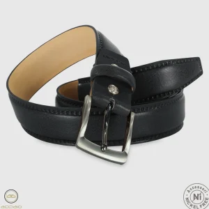 Cintura uomo classica Quarz in pelle Vacchetta Nero