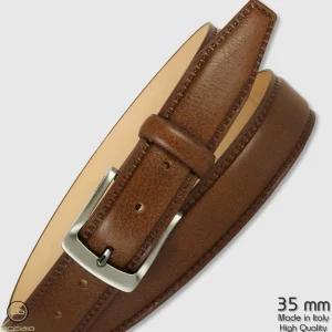 Cintura uomo classica Quarz in pelle Vacchetta Marrone