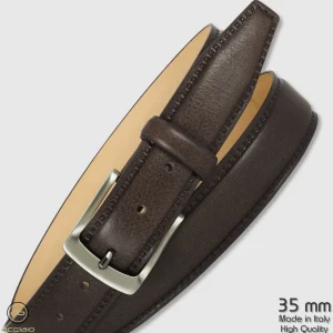 Cintura uomo classica Quarz in pelle Vacchetta Marrone/Moka