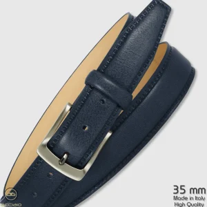 Cintura uomo classica Quarz in pelle Vacchetta Blu