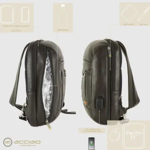 Monospalla uomo Zaino piccolo Jet pelle Moka