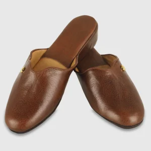 Pantofole donna in pelle Toscana Castagno