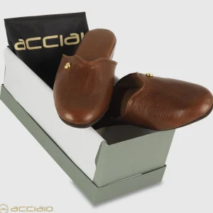 Pantofole donna in pelle Toscana Castagno