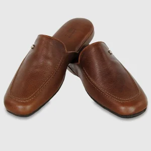 Pantofole uomo in pelle Toscana Castagno