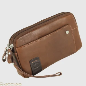Pochette Uomo in pelle 2 vani zip borsello a mano Harry 7