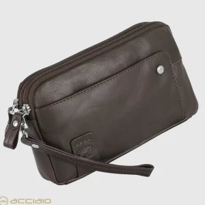 Pochette Uomo in pelle 2 vani zip borsello a mano Harry 7