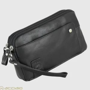 Pochette Uomo in pelle 2 vani zip borsello a mano Harry 7