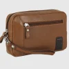 Pochette Uomo in pelle borsello a mano George 8" Castagno