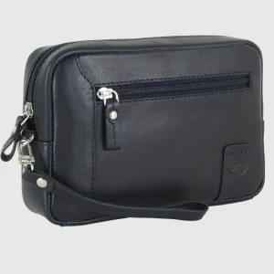 Pochette Uomo in pelle borsello a mano George 8" Blu