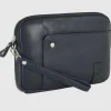 Pochette Uomo in pelle borsello a mano Richard 9" Blu