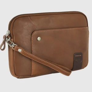 Pochette Uomo in pelle borsello a mano Richard 9" Castagno
