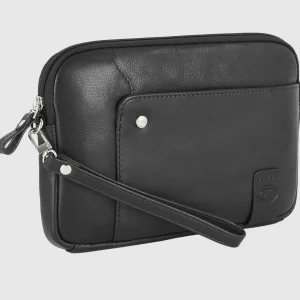 Pochette Uomo in pelle borsello a mano Richard 9" Nero