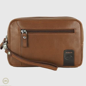 Pochette Uomo in pelle borsello a mano George 8" Castagno