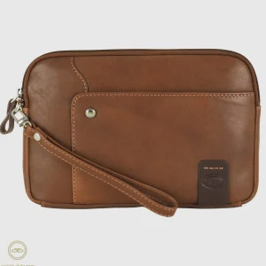 Pochette Uomo in pelle borsello a mano Richard 9" Castagno