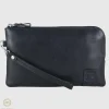 Pochette Uomo piatta in pelle borsello a mano Oliver 9" Blu