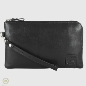 Pochette Uomo piatta in pelle borsello a mano Oliver 9" Nero