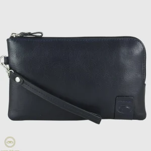 Pochette Uomo piatta in pelle borsello a mano Oliver 9" Blu