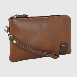 Pochette Uomo piccola in pelle borsello a mano Thomas 7" Castagno