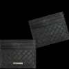 Porta carte di credito in pelle intrecciata