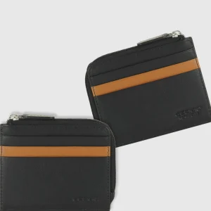 Porta carte di credito zip mini Nero