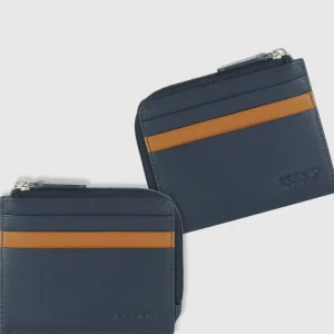 Porta carte di credito zip mini Blu
