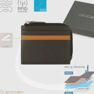 Porta carte di credito zip mini Marrone/Moka