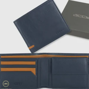 Portafoglio da uomo classico con 7 carte e portamonete, Blu