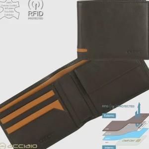Portafoglio da uomo classico con 7 carte e portamonete, Marrone/Moka