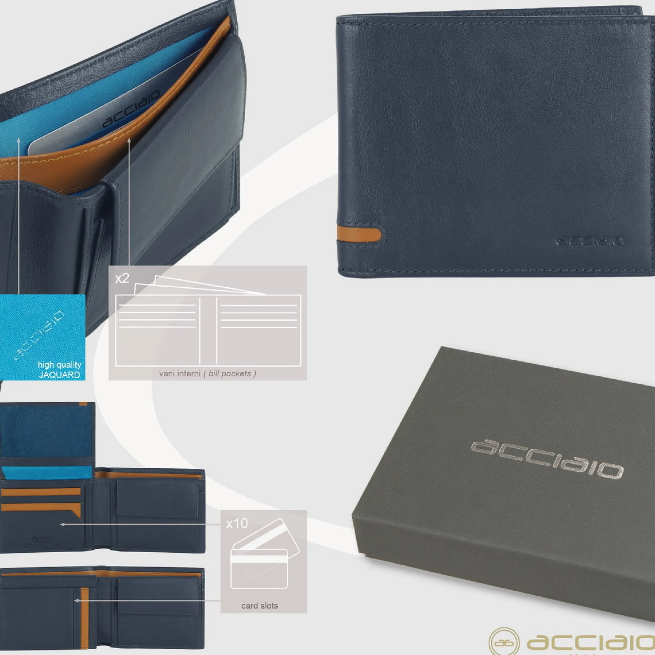 portafoglio_da_uomo_class_3.webp Portafoglio da uomo classico 10 carte, portamonete e patta, Blu