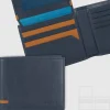 Portafoglio da uomo con 15 carte di credito e patta, Blu