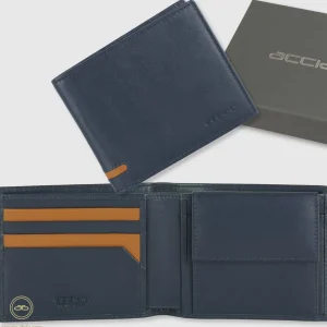 Portafoglio da uomo con 7 carte e portamonete, Blu