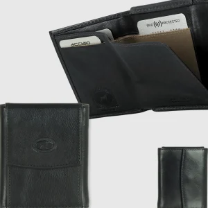 Portafoglio minimal uomo portamonete in pelle Nero