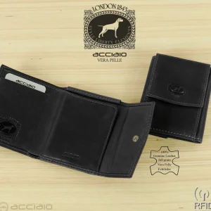 Portafoglio minimal uomo portamonete in pelle Nero