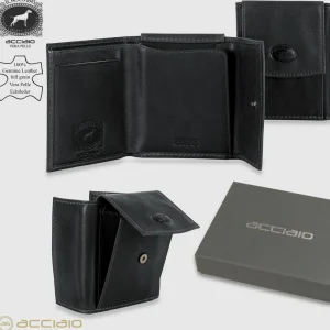 Portafoglio minimal uomo portamonete in pelle Nero