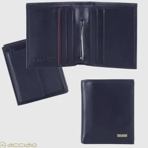 Portafoglio Piccolo con Fermasoldi Clip Portamonete in pelle Blu Ink