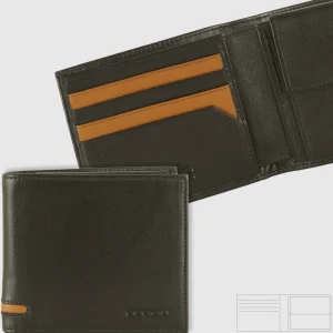 Portafoglio piccolo da uomo 7 carte e portamonete Moka