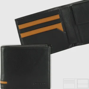 Portafoglio piccolo da uomo 7 carte e portamonete Nero