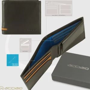 Portafoglio piccolo da uomo 7 carte e portamonete Moka