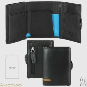 Portafoglio porta card Box Popup Rfid in pelle Nero