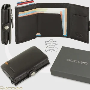 Portafoglio porta card Box Popup Rfid in pelle Marrone/Moka