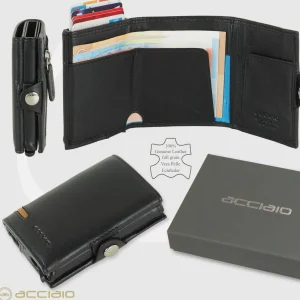 Portafoglio porta card Box Popup Rfid in pelle Nero
