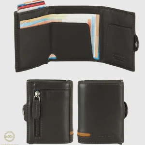 Portafoglio porta card Box Popup Rfid in pelle Marrone/Moka