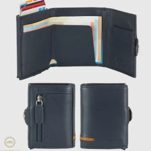 Portafoglio porta card Box Popup Rfid in pelle Blu