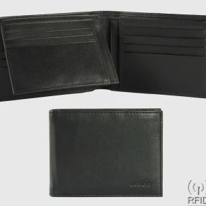 Portafoglio uomo classico 11 carte di credito in pelle Soft Nero