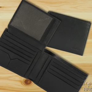 Portafoglio uomo classico 11 carte di credito in pelle Soft Nero