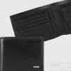 Portafoglio uomo con Portamonete classico in pelle Liscia Nero
