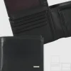 Portafoglio uomo con portamonete e documenti in pelle Liscia Nero